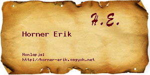 Horner Erik névjegykártya